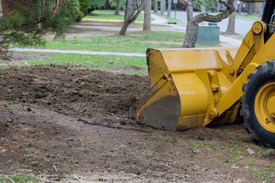 Yard grading in progress